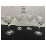 vintage etched champagne Glasses