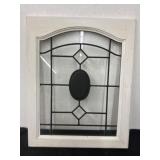 25.5x20.5 antique wood framed leaded glass Window