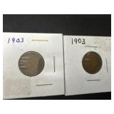 1903 Indian head pennies