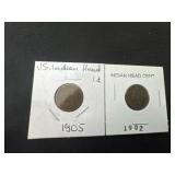 2 Indian head 1905 1902 Pennieï¿½s
