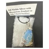 All nickle silver with moonstone pendant on silk
