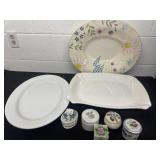 3 large platter with 5 trinket boxes