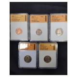 Five graded coins