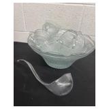 vintage pressed glass punch bowl set