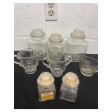 3 glass jar and cream and sugar
