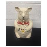 11ï¿½ Vintage McCoy White Bear Cookie Jar Red