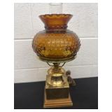 vintage amber hobnail lamp, 18ï¿½