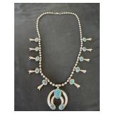 turquoise stone squash blossom necklace