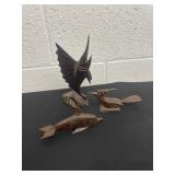 3 iron wood figurines