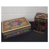 Two vintage metal tins