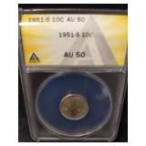 Silver 1951 S Roosevelt dime