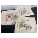 3 embroidery tractor kitchen towels