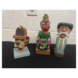 3 hand carved wood figurines  from local artist