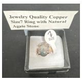 Jewlery quality copper ring size 7 with natural
