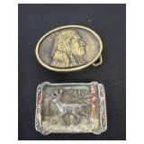 Native American and deer belt buckle