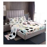 Feelyou King Sheet Set Kids soccer Bed Sheet
