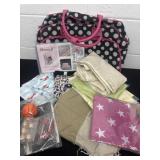 Poka dot bag, flag, pillowcases and more.