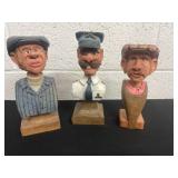 3 hand carved wood figurine by local artist