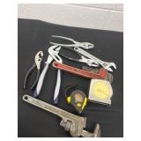 Pipe wrenches, pliers, measuring tapes and more