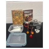 Shakers, cook books,  food storage and more