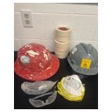 Hard hat, tape, masks safety glasses.