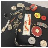 Watches, mini tape measures, belt buckle buttons