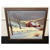 24x28 Snow Barn Artwork Signed