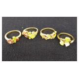 For gold colored floral rings various sizes