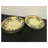 Clay art Olive plates and bowl have chips