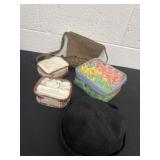 Rollers, Avon pillow curlers, purse with hat