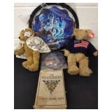 TY bears, two Wolf dream catchers and an antique