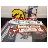 Large group of college team window decals wig and