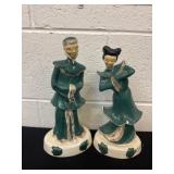12ï¿½ and 11ï¿½ Chinoiserie Ceramic Figural Statues