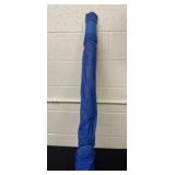 Roll of blue plastic tablecloth fabric