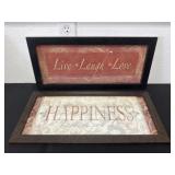 2 Wood Framed Home Decor Signs 22x10