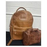 Brown back pack with travel bag