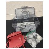 Lot of spice jar plastic shakers lids breadboard