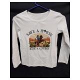 Possibly size small T-shirt save a horse Ride a