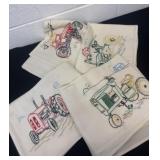 4 embroidery tractor design hand  towels