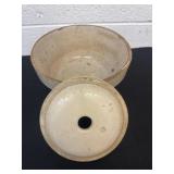 Vintage 10ï¿½ ceramic bowl has crack and chips