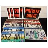 Private drive signs with license plates