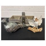 12ï¿½ wood tray box with 2 bird decor