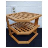 9.5 x 10 in bamboo three tiered corner rack