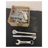Box of sockets, wrenches and more tools