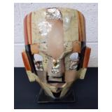 Stone tile with abalone decorative mask 8 in x 6
