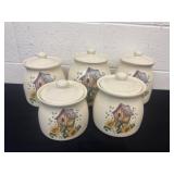 Birdhouse sunflower canister set one is chipped