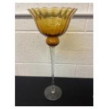 vintage Italian Empoli amber glass Candle holder
