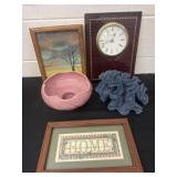 Clock, coral, vase and decor