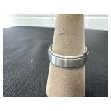 Size 11 wedding band featuring a brushed finish