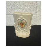 Vintage 6ï¿½ floral design vase has age cracks